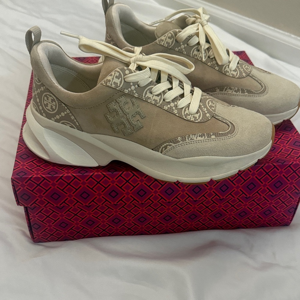Tory Burch Women's Cream and Tan Sneakers